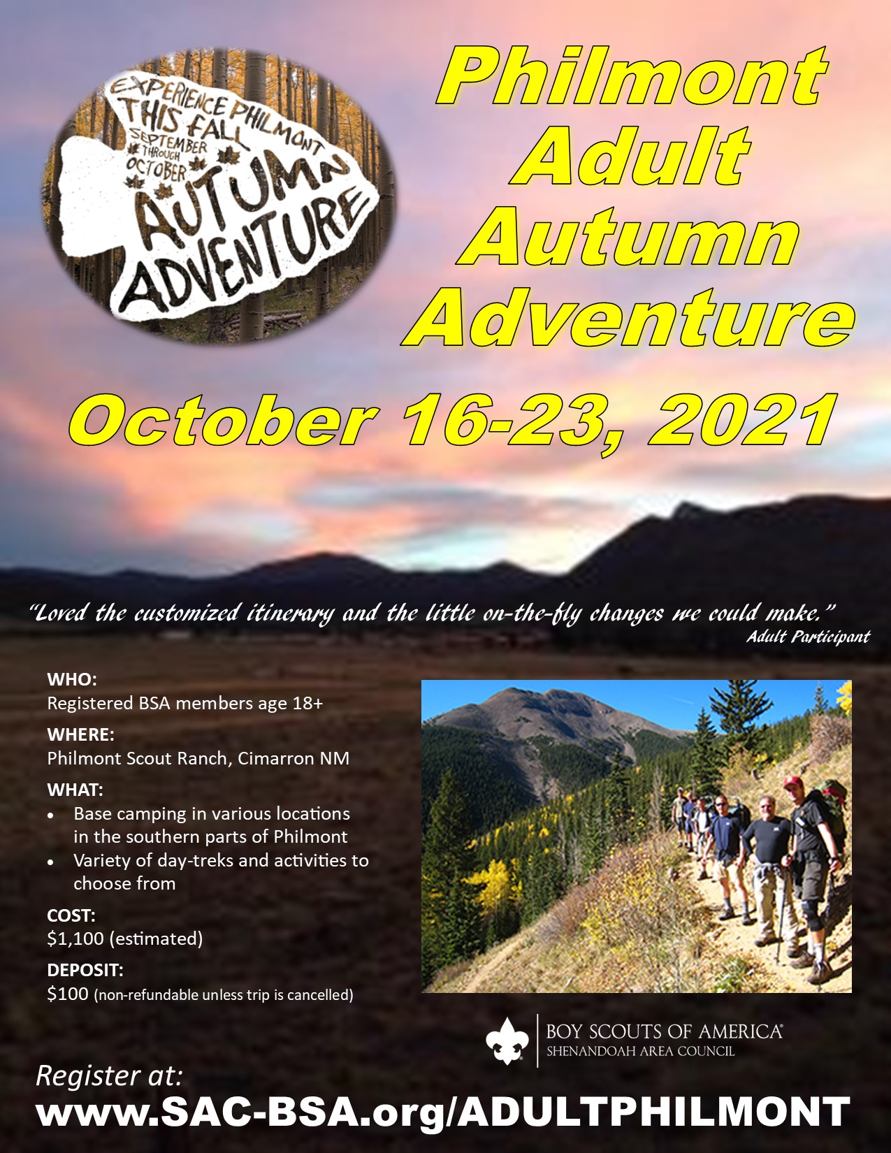Philmont Autumn Adult Adventure Registration